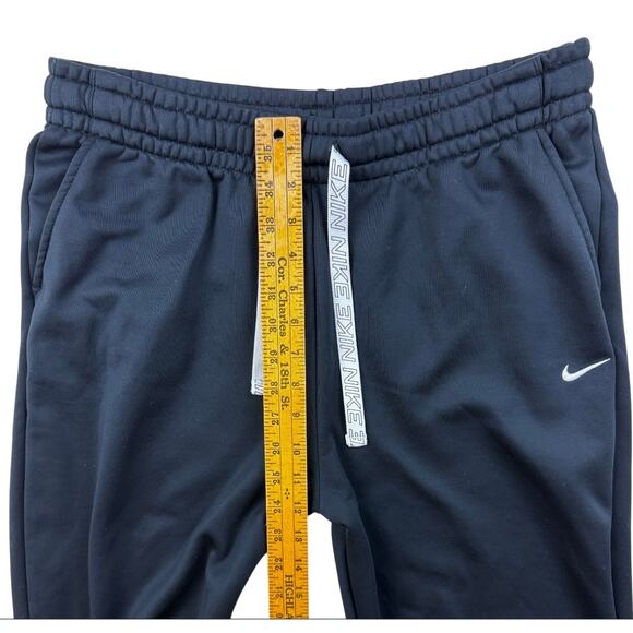 Nike Dri-Fit Therma Taping Logo Sweatpants Ankle Zip Joggers Black White Large - Picture 12 of 14
